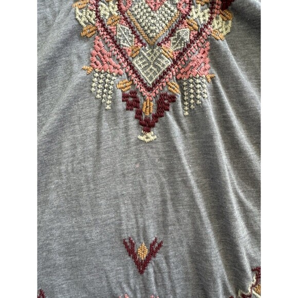 Johnny Was Floral Embroidered V Neck Tunic Blouse Top SZ M Boho Hippie Colorful - Picture 9 of 11